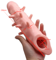 23CM Extra-Long Textured Extension Sleeve with Multi-Point Stimulation(كم مزخرف فائق الطول 23 سم لزيادة الطول والسُمك مع تحفيز متعدد النقاط)