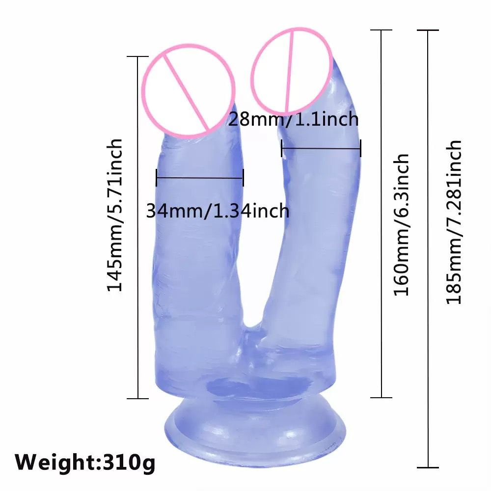 Dual-Stimulation Double Dildo with Powerful Suction Cup Base(قضيب مزدوج للتحفيز الثنائي مع قاعدة شفط قوية)