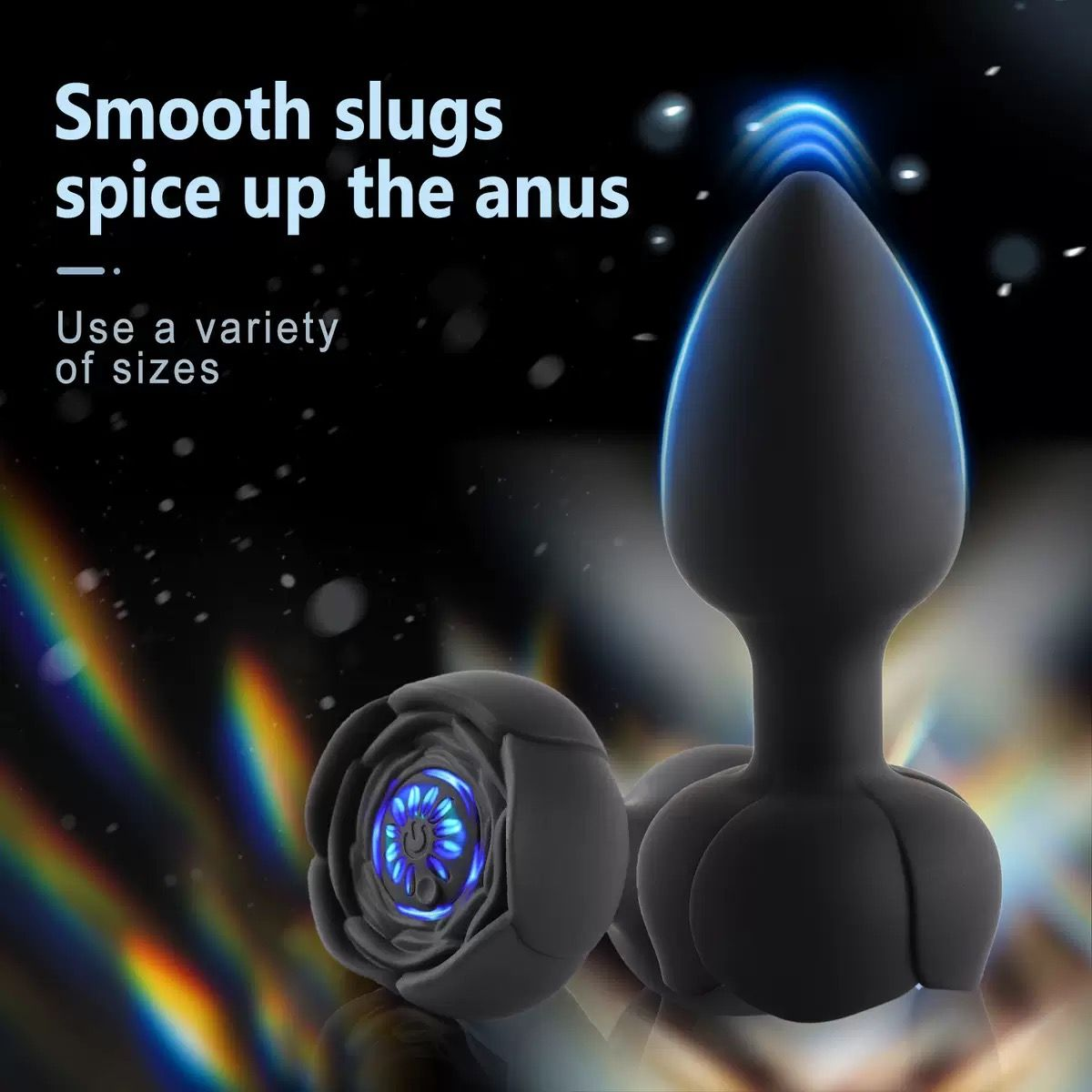 RoseGlow Wireless Vibrating Anal Plug – Remote Control & USB Rechargeable(سدادة شرجية مهتزة بتصميم الوردة – تحكم لاسلكي وشحن عبر USB)