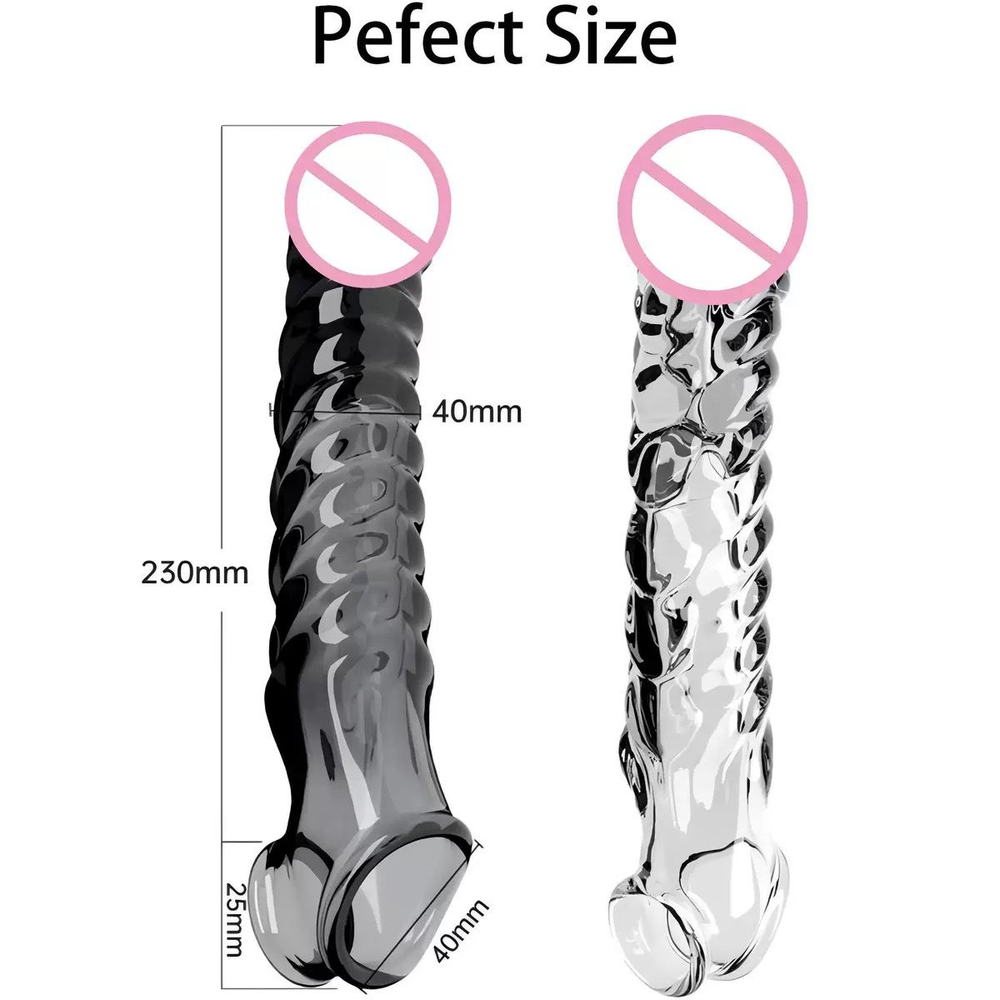 Wolf’s Fang Vibrating Textured Extension Sleeve – Extra-Long Dual-Stimulation Design(كم ناب الذئب المهتز والمزخرف لزيادة الطول والسُمك بتصميم تحفيز مزدوج)