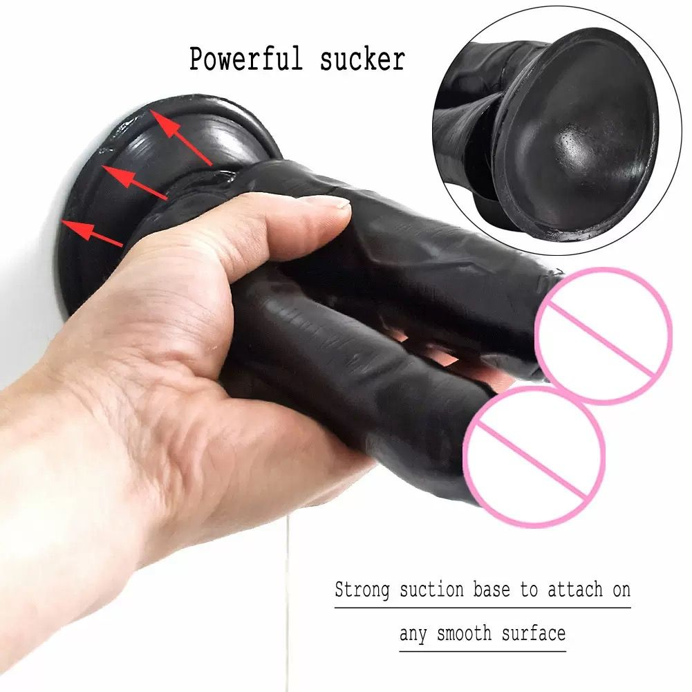 Dual-Stimulation Double Dildo with Powerful Suction Cup Base（قضيب مزدوج للتحفيز الثنائي مع قاعدة شفط قوية）