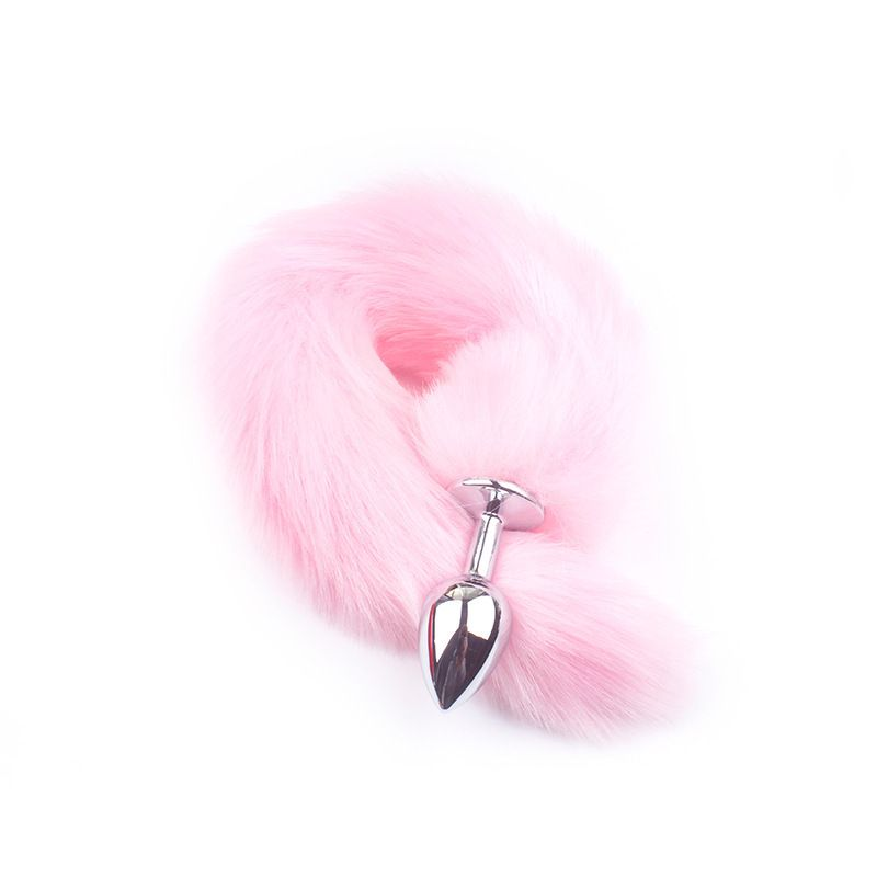 Fluffy Fox Tail Anal Plug with Polished Metal Base（سدادة شرجية بذيل ثعلب ناعم وكثيف مع قاعدة معدنية مصقولة）